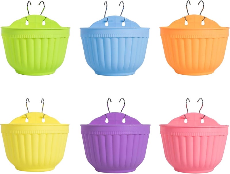 ORIMERC 6 Pcs Colorful Resin Wall Hanging Planter Pot Vertical Garden Living Wall Mount Window Hang Indoor Outdoor for Kitchen Herb Balcony Railing Shelf Fence Bedroom Trellis Décor - Image 1